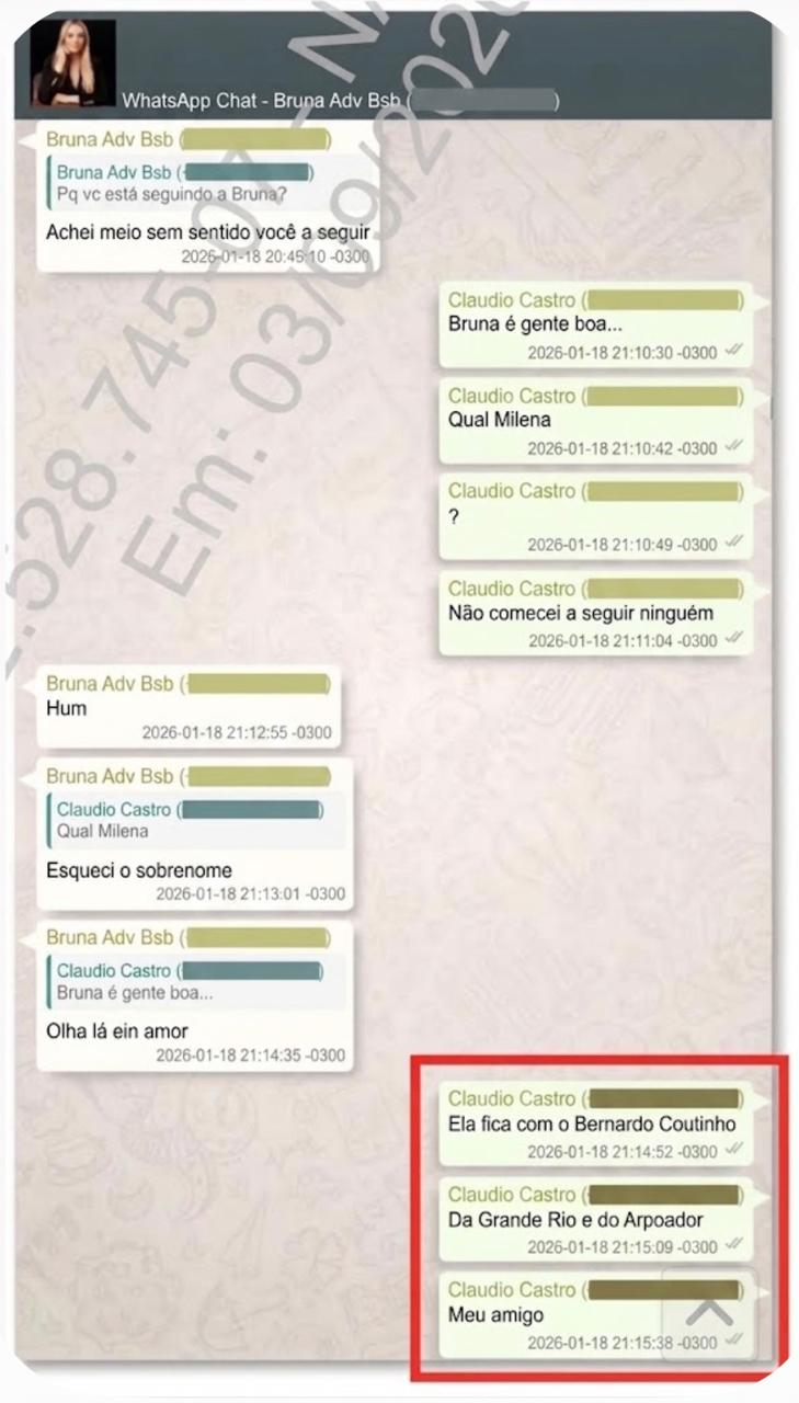 Troca de mensagens divulgada em documento da PF