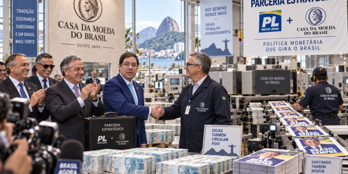 Ilustração criada por IA para a matéria do Tempo Surreal sobre os R$ 80 milhões do PL do Rio para as campanhas eleitorais