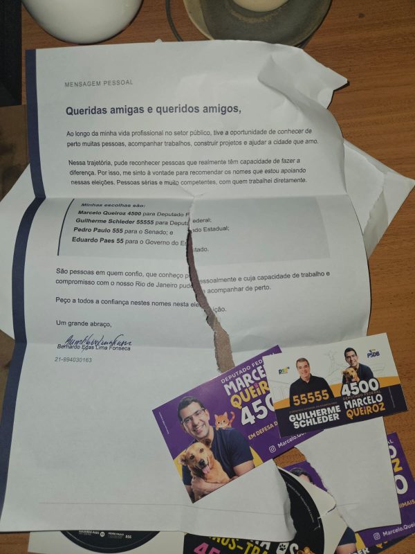 A cartinha de Bernardo Egas, sem Benedita