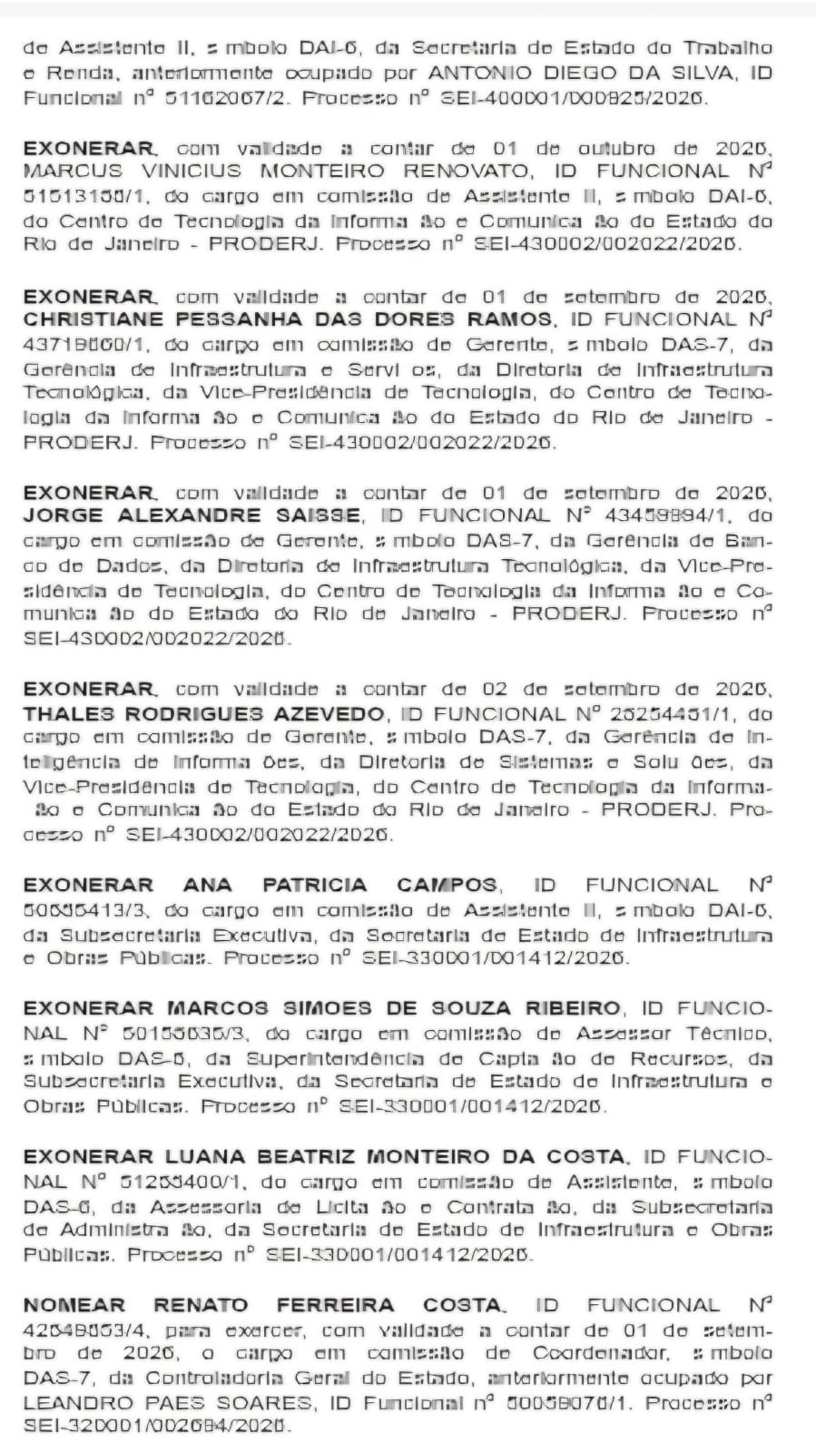 Couto e Casa Civil goleiam por 33 a 20 nas nomeações, com reforço na diretoria do Inea; Desenvolvimento Social concentra exonerações da rodada 53 WhatsApp Image 2026 09 17 at 08.26.22 1
