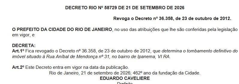 Casarões de papel: Justiça determina e o prefeito do Rio põe abaixo o tombamento de mais uma edificação em Ipanema; agora, o do restaurante do bicheiro Rogério de Andrade 54 WhatsApp Image 2026 09 22 at 08.14.43