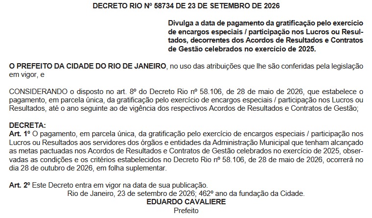 Dia de glória! Prefeitura do Rio marca a data para o pagamento do tão esperado Acordo de Resultados, o '14º salário, para outubro 50 WhatsApp Image 2026 09 24 at 06.44.55