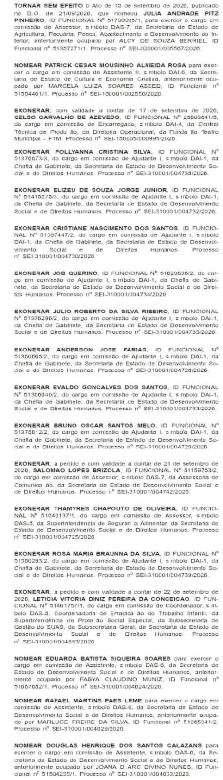 Couto está sem tinta na caneta, mas Casa Civil aplica goleada de nomeações, com 31 x 19; no Desenvolvimento Social, porém, é dia de exonerações em massa 54 WhatsApp Image 2026 09 25 at 08.19.50