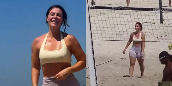 Vídeo de Paolla Oliveira na Praia da Barra repercute nas redes e especialistas defendem atriz após ataques a seu corpo: 'ela não é gorda!' 51 Paolla Oliveira jogando futevolêi