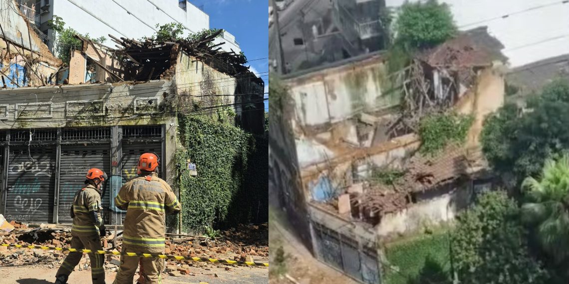 Casarão na Rua Cosme Velho após desabamento