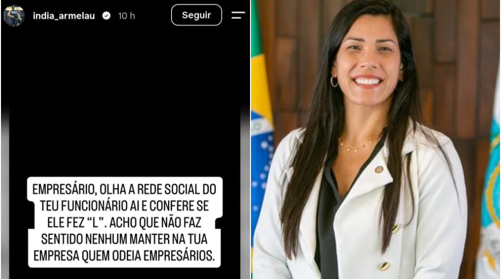 Deputada mais votada do Rio, Índia Armelau pede que patrões confiram as redes sociais de funcionários e demitam quem apoiou Lula