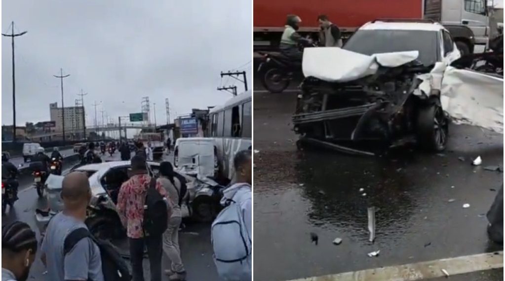 Acidente grave envolvendo 15 carros, cinco ônibus, um caminhão e uma carreta na Presidente Dutra interdita rodovia no sentido Rio