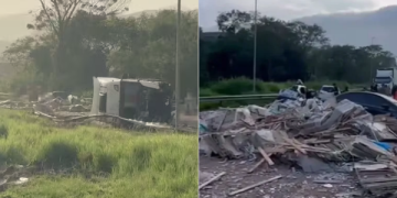 Imagens de acidente com caminhão em Barra do Piraí, na BR-393