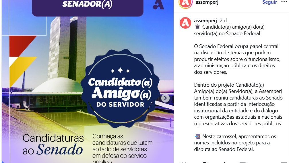 Uma das postagens que o TRE-RJ determinou a exclusão: associação de servidores do Ministério Público Estadual recomendava votos aos seus associados
