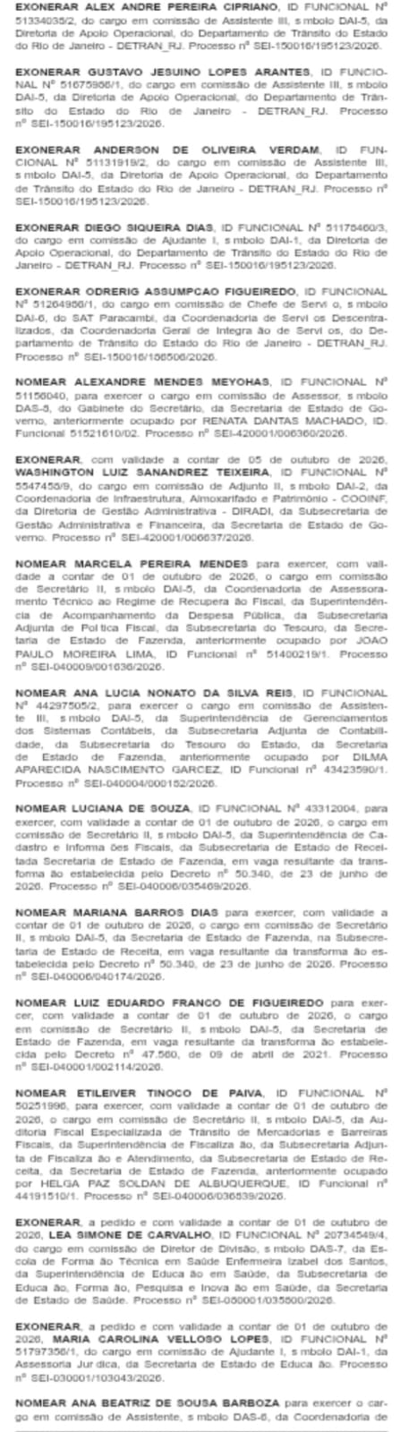 Goleada no Diário Oficial: Ricardo Couto e Casa Civil mantêm ritmo onde nomeações superam exonerações em dia marcado por 'limpa' no Detran-RJ 57 WhatsApp Image 2026 10 05 at 08.29.17 2