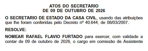 Devagar, quase parando: Guanabara volta do feriadão em ritmo lento, com nomeações na frente no Diário Oficial 55 WhatsApp Image 2026 10 13 at 08.15.09