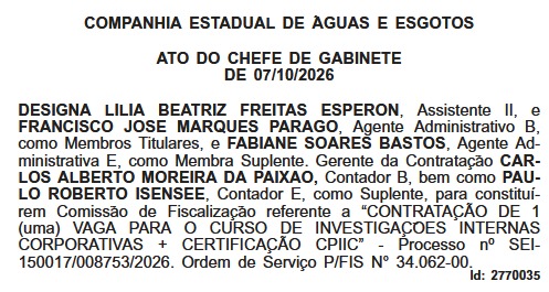 Agora, vai! Cedae tem R$ 620 milhões sob suspeita e manda uma servidora aprender a investigar 52 WhatsApp Image 2026 10 14 at 13.08.15