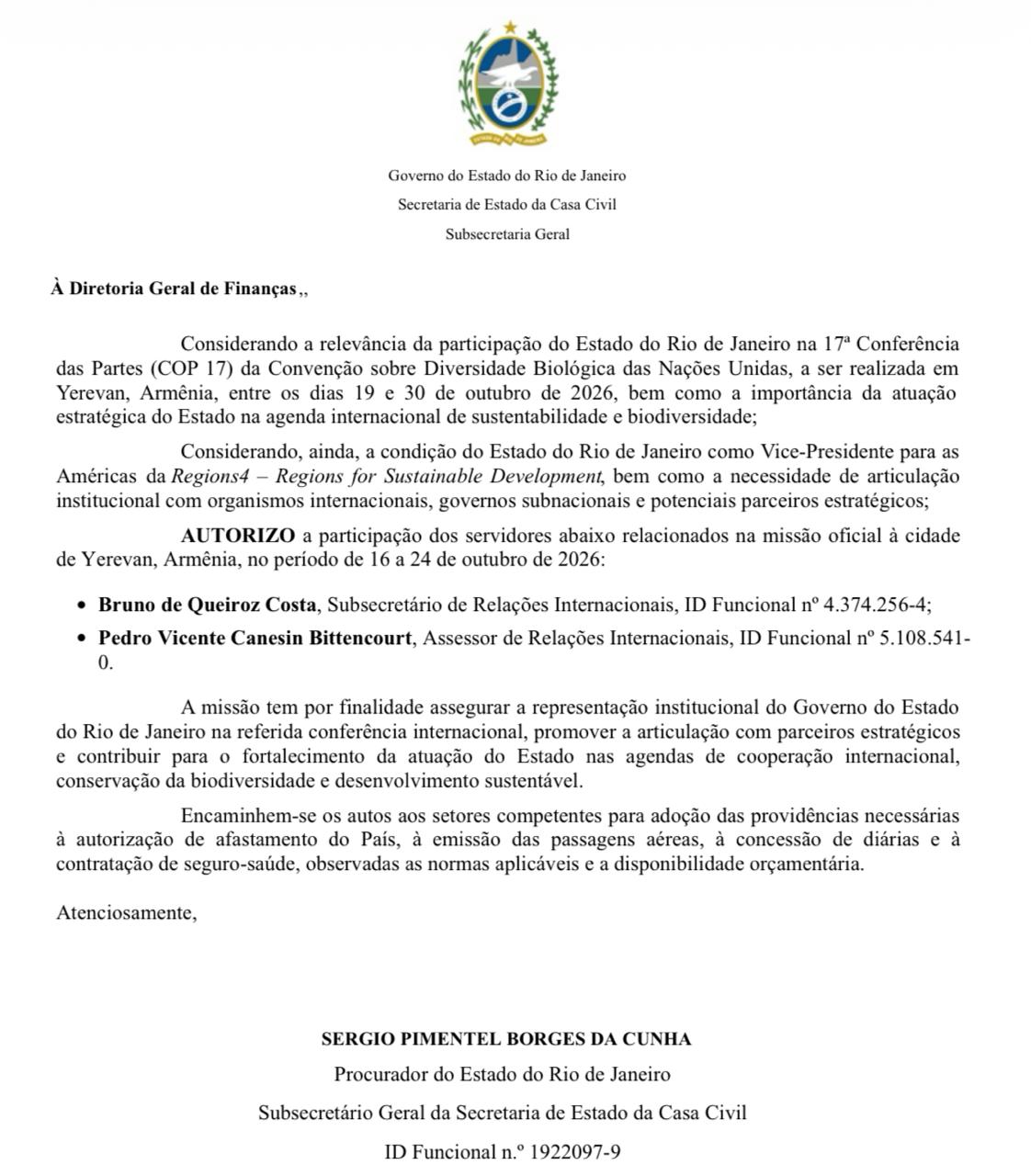 Guanabara Tour: subsecretário e assessor da Casa Civil têm viagem de R$ 47 mil autorizada para a Armênia 54 WhatsApp Image 2026 10 16 at 17.44.09