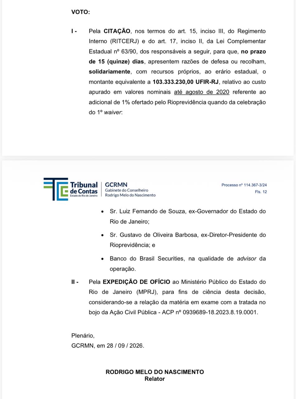 TCE-RJ cobra R$ 346 milhões de Pezão, de ex-presidente do Rioprevidência e do Banco do Brasil por operação com royalties do petróleo 53 WhatsApp Image 2026 10 19 at 21.00.21