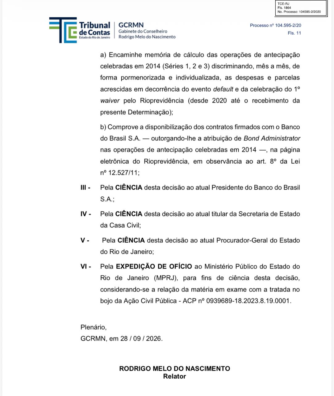 TCE-RJ cobra R$ 346 milhões de Pezão, de ex-presidente do Rioprevidência e do Banco do Brasil por operação com royalties do petróleo 55 WhatsApp Image 2026 10 19 at 21.01.14
