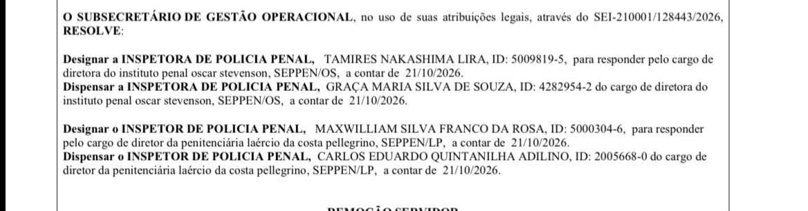 Diretora de presídio em Benfica é presa em flagrante e exonerada da função por suspeita de desvio de alimentos; itens estavam escondidos no porta-malas de um carro 53 WhatsApp Image 2026 10 22 at 07.01.25