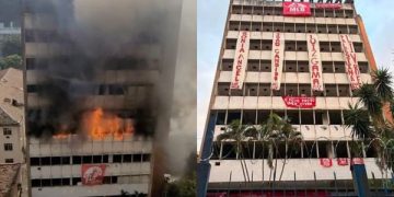 Incêndio atinge antigo prédio do Inmetro, no Rio Comprido, neste sábado (10)