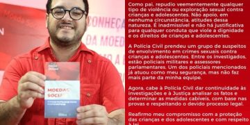 O deputado federal eleito Diego Quaquá disse que o PM não faz mais parte de sua equipe e que repudia violência sexual contra menores