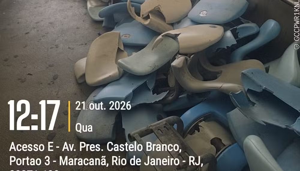 Consórcio Maracanã exibiu parte das cadeiras quebradas após o jogo entre Vasco e Boca Juniors pela Copa Sulamericana. Foto: Divulgação