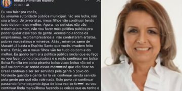 Procuradora de Macaé que fez post contra nordestinos e mineiros é afastada por 30 dias e será investigada