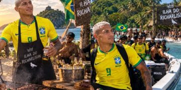Richarlison tira onda com Flávio Bolsonaro, com quem disputa ilha em Angra dos Reis, após a fuga do senador 1 A imagens criadas por Richarlison, que acusa Flávio Bolsonaro de ter tomado a ilha "na mão grande"